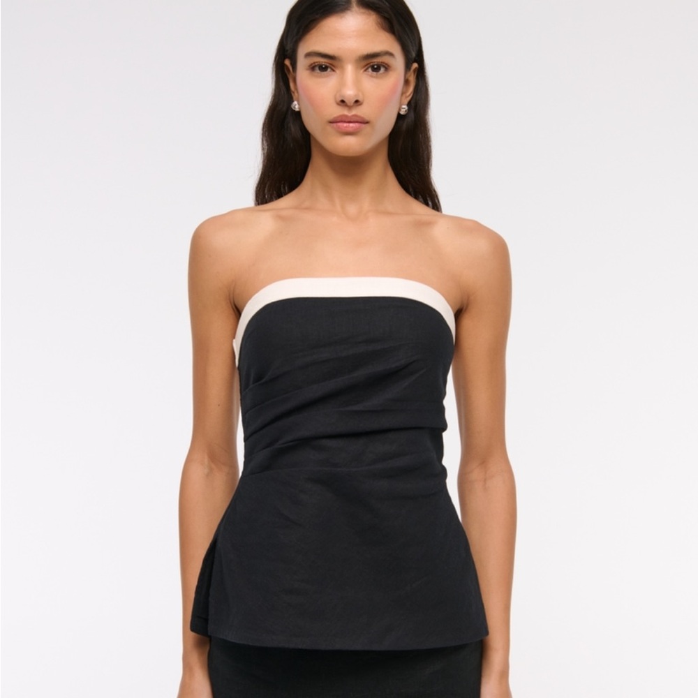 Abercrombie & Fitch Black and White Strapless Tube Top